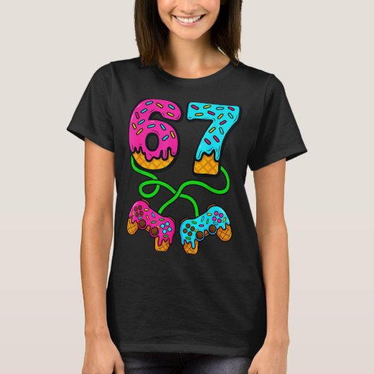 T-shirt 67 Ice Cream Drip Meme Gamer Six Seven Gen Alpha S (Devant)