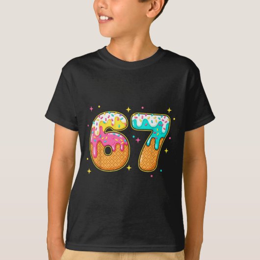 T-shirt 67 Ice Cream Drip Meme Six Seven Gen Alpha Slang (Devant)