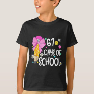 T-shirt 67 Jours D'école Filles Coquette Nœud 67e Jour De