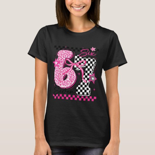 T-shirt 67 Leopard Checkered Funny Six Seven Meme 6-7 Teac (Devant)