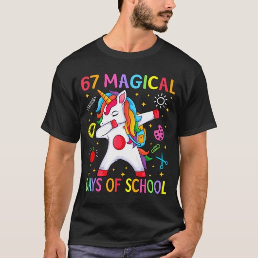T-shirt 67 Magical Days Of School Unicorn Six Seven Teache (Devant)