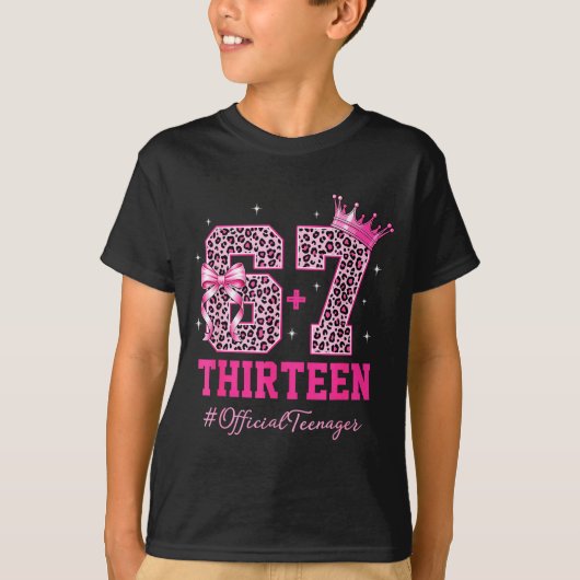 T-shirt 67 Meme 13th Birthday Girl Leopard Nk Bow Cute Tee (Devant)
