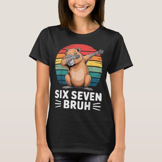 T-shirt 67 Meme Capybara Funny Six Seven Bruh Humor For Ki (Devant)
