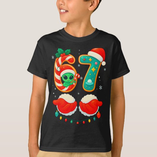 T-shirt 67 Meme Christmas Funny Alien Santa Six Seven Xmas (Devant)