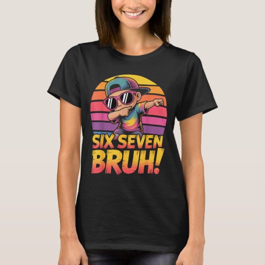 T-shirt 67 Meme Dabbing Six Seven 6 7 Bruh Funny Number De (Devant)