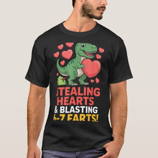 T-shirt 67 Meme Dinosaur Stealing Hearts 6-7 Farts Valenti (Devant)