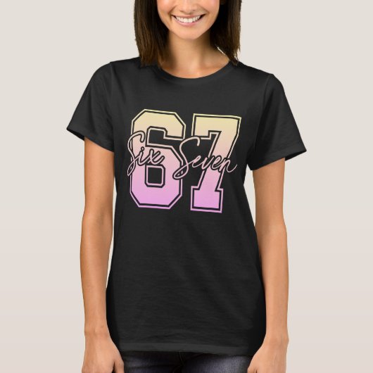 T-shirt 67 Meme - Graphique du numéro viral drôle (Devant)