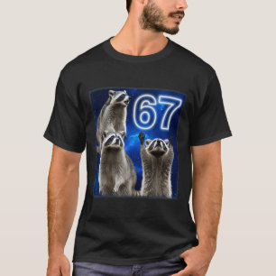 T-shirt 67 Mème Raton laveur Hurle à la Lune Parodie Six S