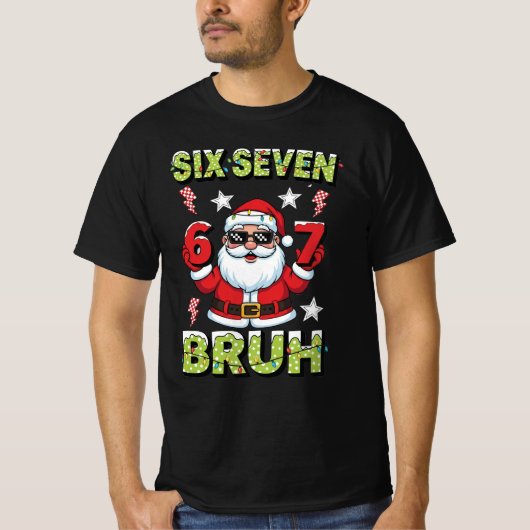 T-shirt 67 Meme Six Seven Bruh Dabbing Santa Funny Xmas (Devant)