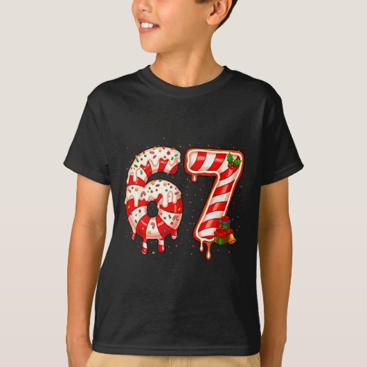 T-shirt 67 Meme Six Seven Merry Christmas Xmas Cream Drip (Devant)