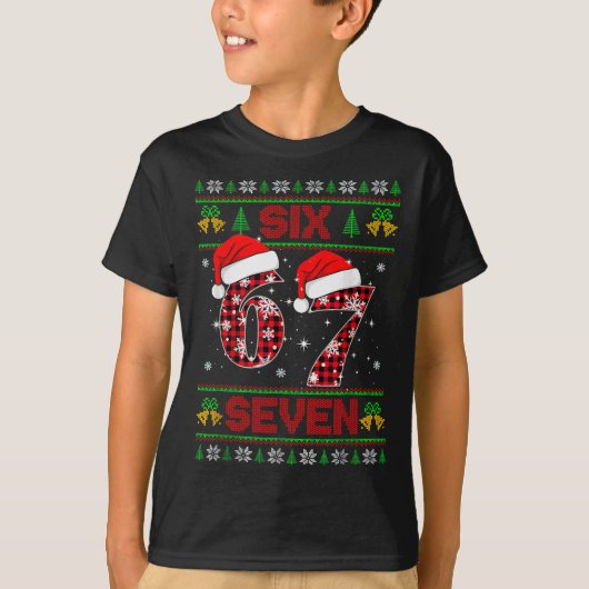 T-shirt 67 Meme Six Seven Pull Noël Ugly pour Enfants (Devant)