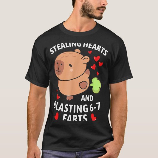 T-shirt 67 Meme Stealing Hearts Valentine's Day Capybara K (Devant)