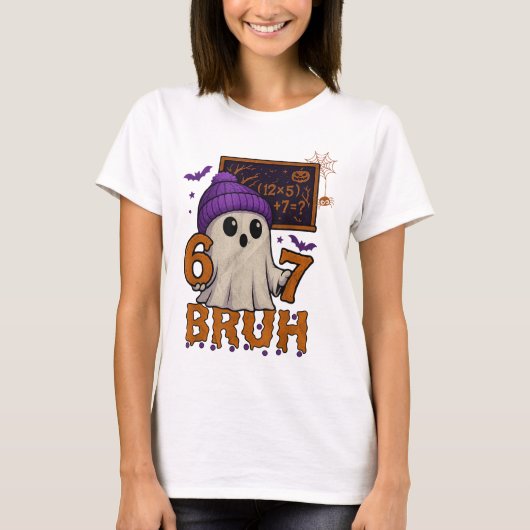 T-shirt 67 Prof Halloween Fantôme Six Sept Mème Math Équ (Devant)