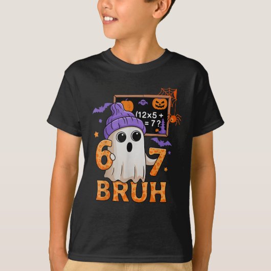 T-shirt 67 Professeur Halloween Fantôme Six Sept Mème Math (Devant)