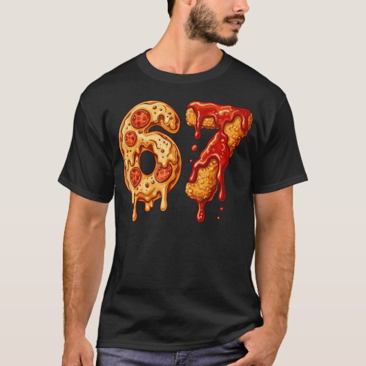 T-shirt 67 Six Seven 6-7 Pizza Chicken Nugget - Kids Brai (Devant)