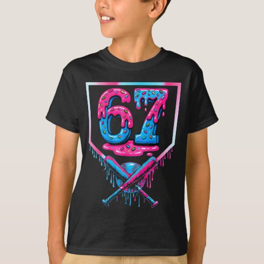 T-shirt 67 Six Seven Baseball Ice Cream Drip Cool Meme 67 (Devant)