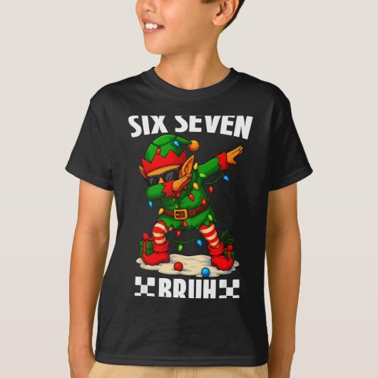 T-shirt 67 Six Seven Bruh Funny Christmas Dabbing Elf 6 7 (Devant)