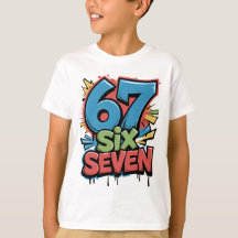 67 Six Seven Colorful Pop Art Graphic Tee for Fun 