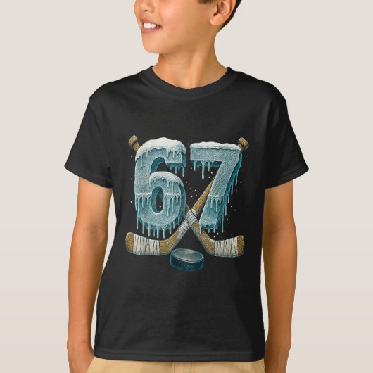 T-shirt 67 Six Seven Hockey Drip Number Funny 6 7 Meme  (Devant)