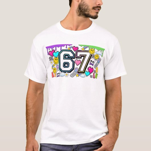 T-shirt 67 Six Seven Retro Y2K Aesthetic (Devant)