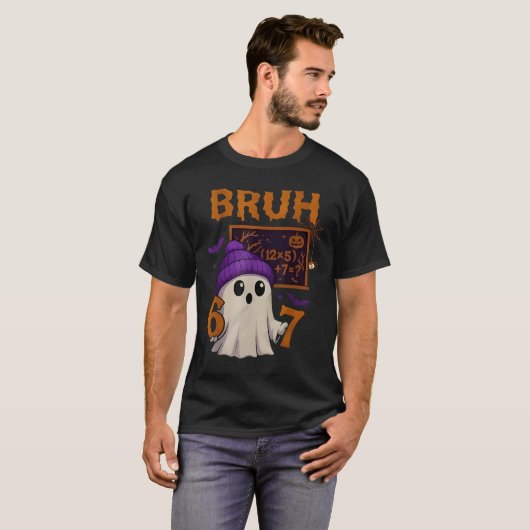 T-shirt 67 Teacher Halloween Ghost Six Seven Meme Math Equ (Devant entier)