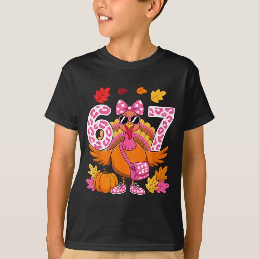 T-shirt 67 Thanksgiving Funny Turkey 67 Turkey Six Seven G (Devant)