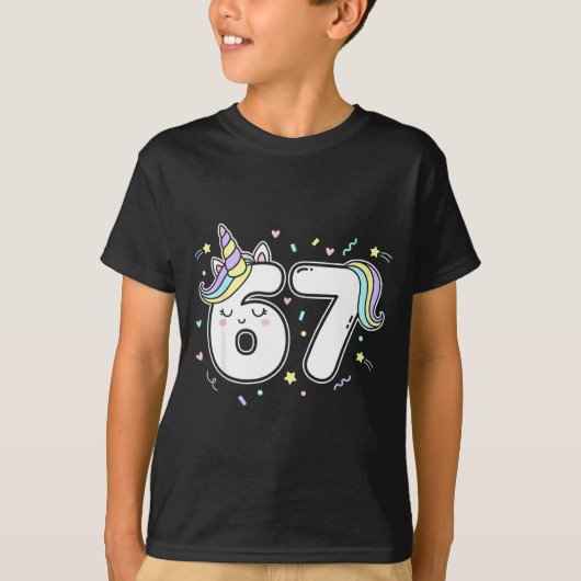 T-shirt 67 Unicorn Six Seven 6-7 Meme  (Devant)