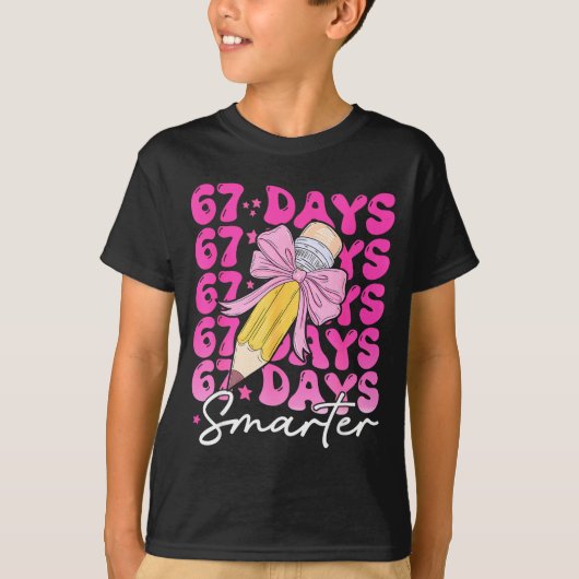 T-shirt 67th Day Of School 67 Days Smarter Coquette Bow Si (Devant)