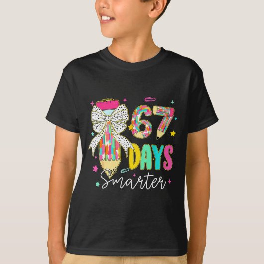 T-shirt 67th Day Of School 67 Days Smarter Coquette Bow Te (Devant)
