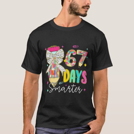 T-shirt 67th Day Of School 67 Days Smarter Coquette Bow Te (Devant)