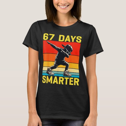 T-shirt 67th Day Of School 67 Days Smarter Dabbing Six Sev (Devant)