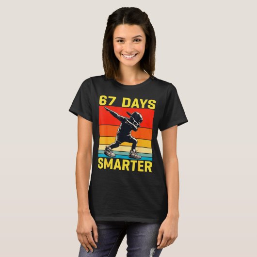 T-shirt 67th Day Of School 67 Days Smarter Dabbing Six Sev (Devant entier)