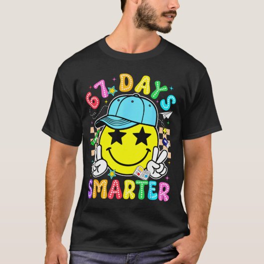 T-shirt 67th Day Of School 67 Days Smarter Teacher Boy Gir (Devant)