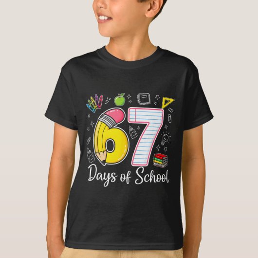 T-shirt 67th Day Of School 67 Six Seven Math Teacher Kids  (Devant)