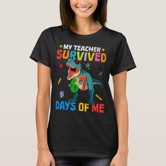 T-shirt 67th Day Of School My Teacher Survived 67 Days Boy (Devant)