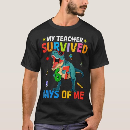 T-shirt 67th Day Of School My Teacher Survived 67 Days Boy (Devant)
