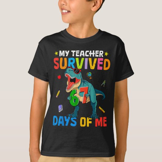 T-shirt 67th Day Of School My Teacher Survived 67 Days Boy (Devant)