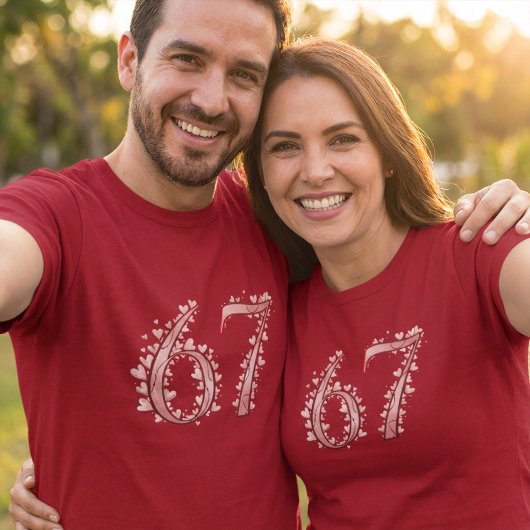 T-shirt 67th Romantic Heart Number Valentine's 