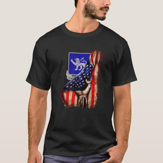 T-shirt 68E Régiment D'Armure - Drapeau Américain (Devant)
