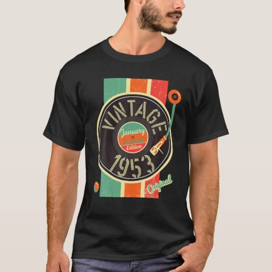 T-shirt 69 Years Birthday Man 1953 Janvier Vinyl Turntable (Devant)
