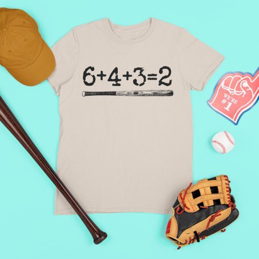 T-shirt 6+4+3=2 Drôle Baseball Double Jouer Numéro De Base