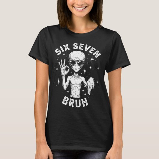 T-shirt 6 7 Funny 67 Six Seven Alien Bruh Hand Boys Gen Al (Devant)
