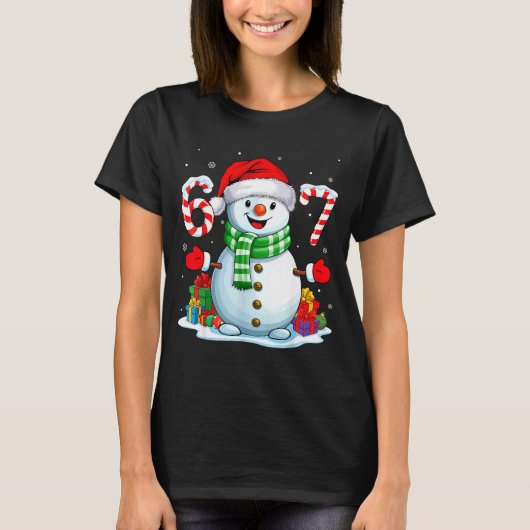 T-shirt 6 7 Meme Christmas Funny Snowman Six Seven 67 Men (Devant)