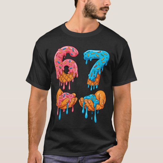 T-shirt 6 7 Meme Ice Cream Drip Gen Alpha Slang  (Devant)