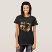 T-shirt 6 7 Rétro Automne Mème Damier Tee Hanté par 67 (Devant entier)