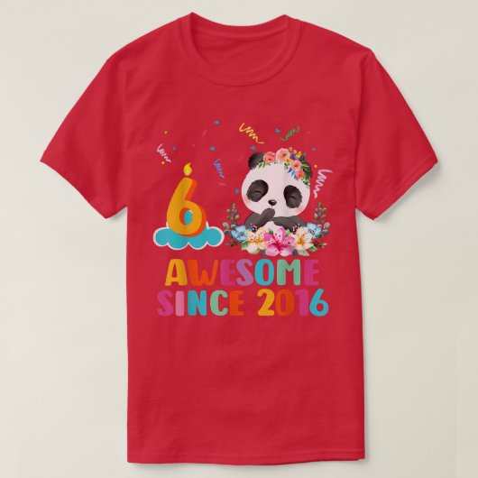 T-shirt 6 Ancien Panda Unicorn Awesome depuis 2016 6th Bi (Design devant)