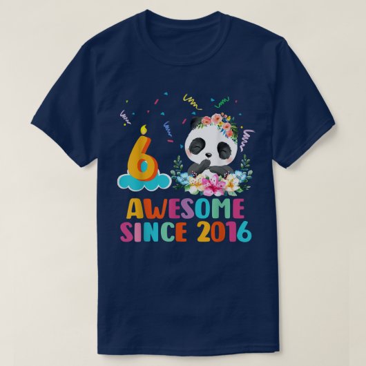 T-shirt 6 Ancien Panda Unicorn Awesome depuis 2016 6th Bi (Design devant)