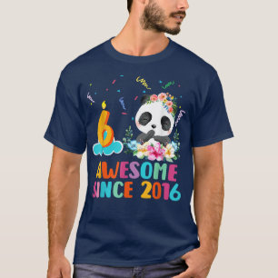 T-shirt 6 Ancien Panda Unicorn Awesome depuis 2016 6th Bi