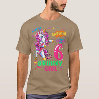 T-shirt 6 Anniversaire Comics Unicorn Flossing 6th B