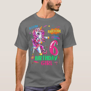 T-shirt 6 Anniversaire Comics Unicorn Flossing 6th B